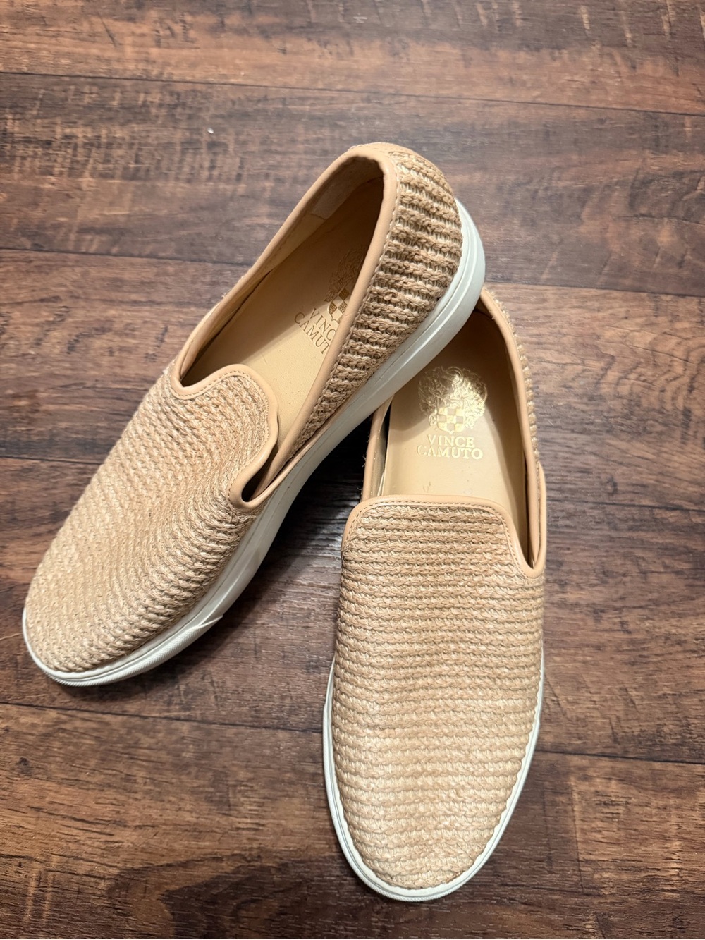 Vince Camuto Woven Slip-On Moccasins โ Beige/Tan